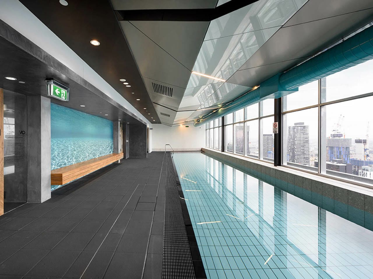 Infinity Pool Inside The Building with City View