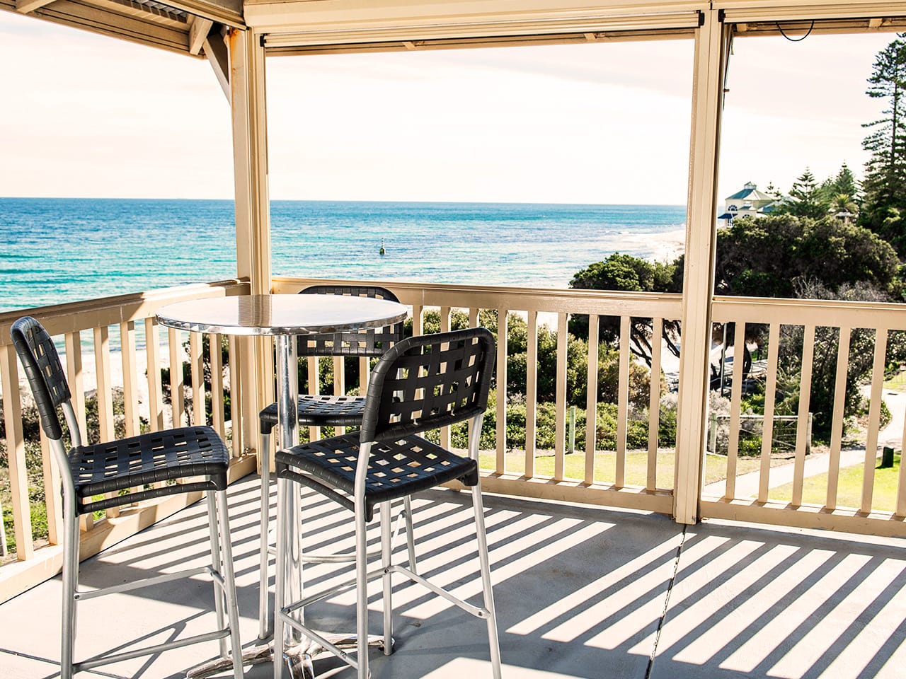Function Room's Terrace With Ocean View, Few Chairs And A Table