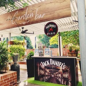 Beer garden entrance with Jack Daniels stand