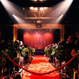 Red carpet path to the stage