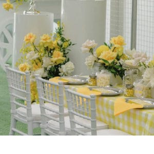 Tables with yellow decorations