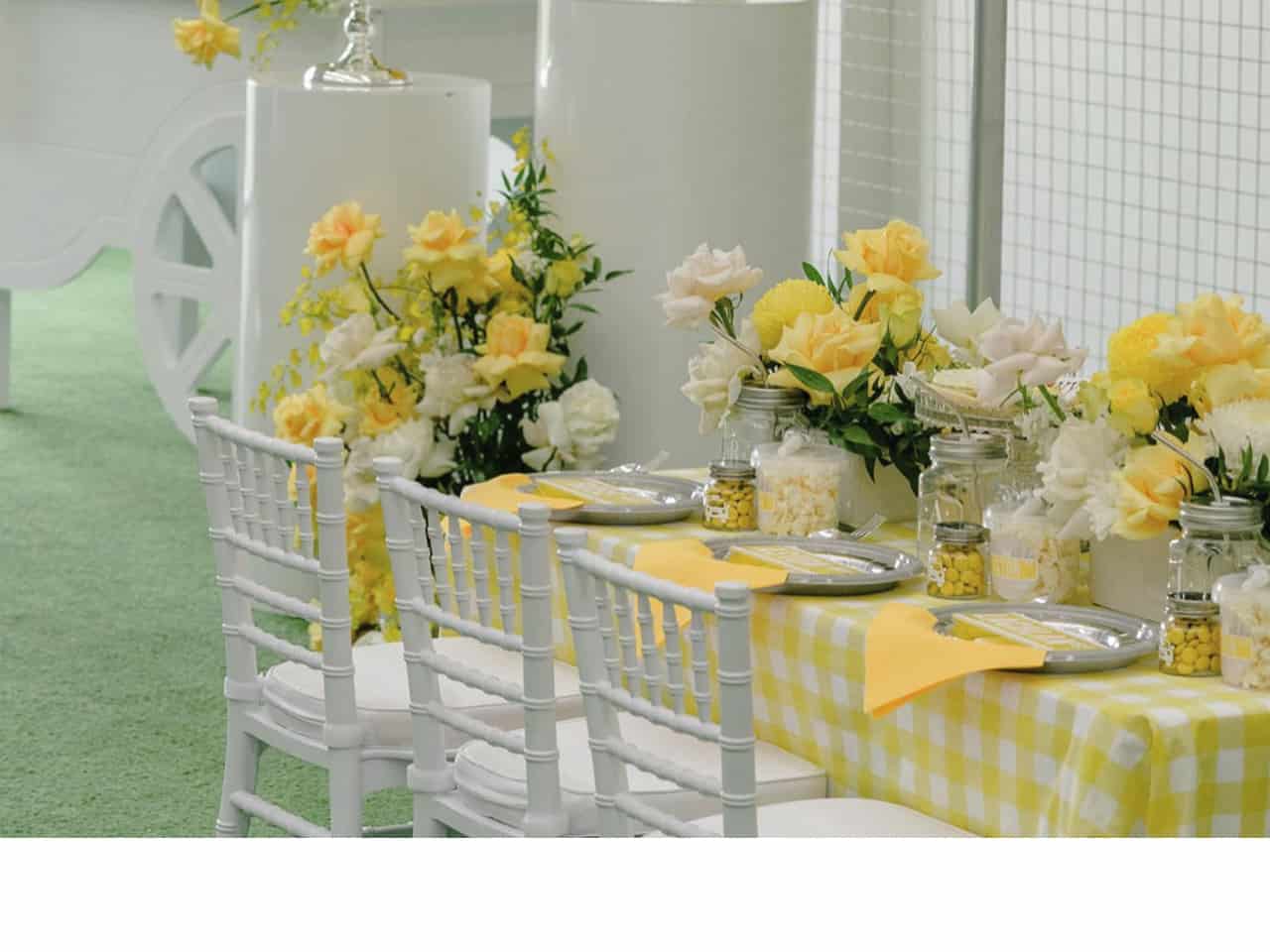 Tables with yellow decorations