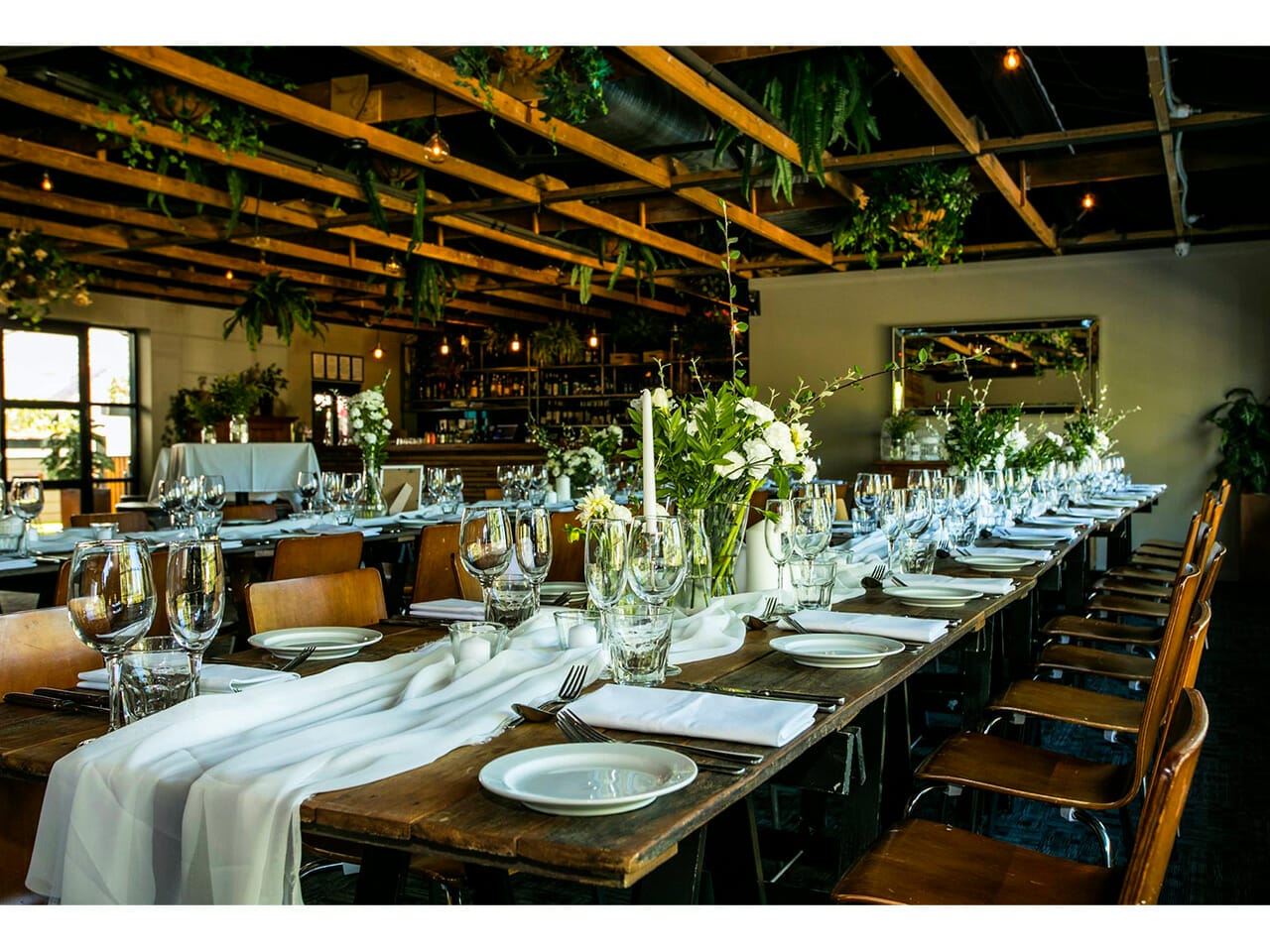 Long tables setup for an event