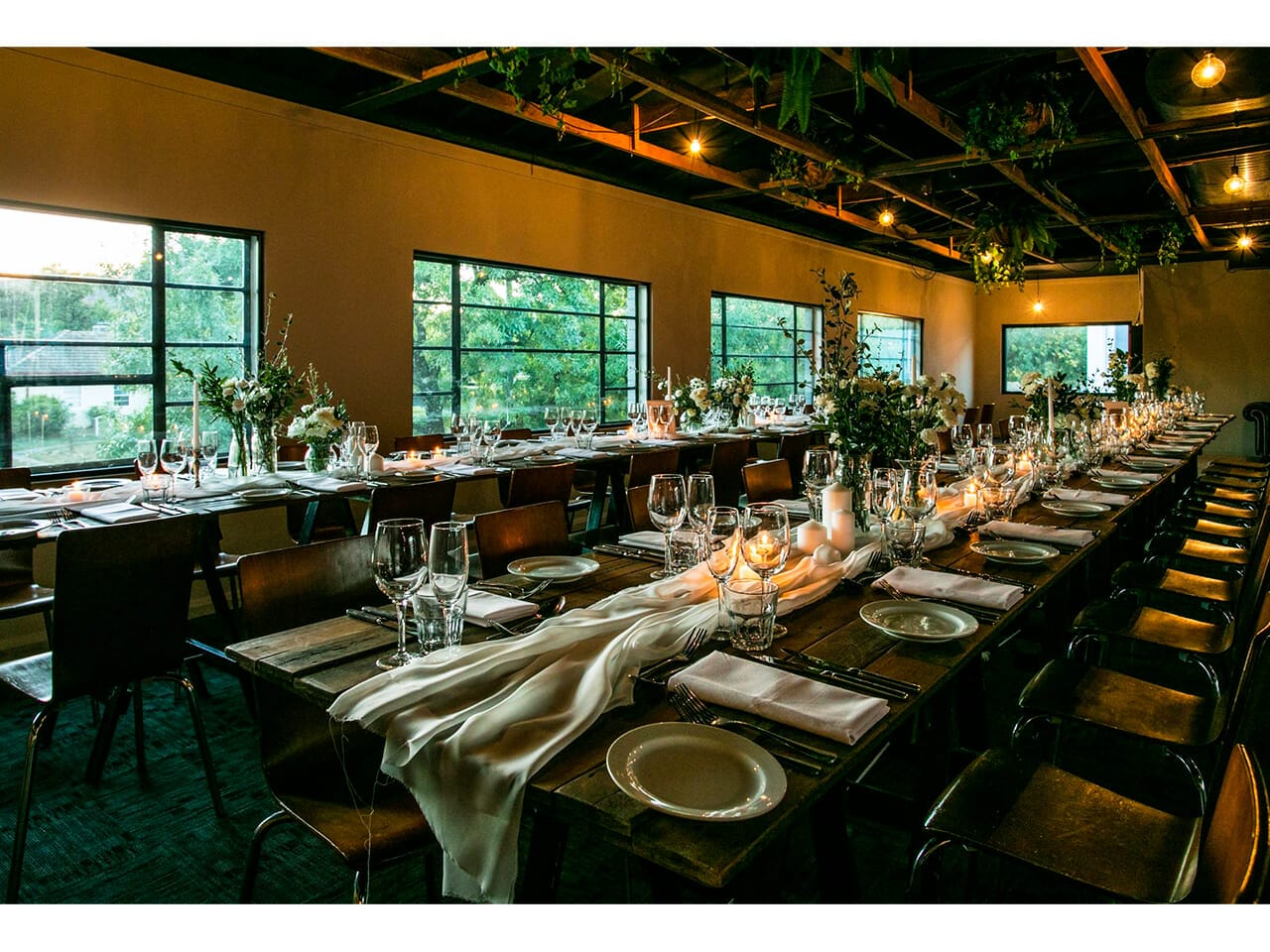 Long tables setup for an event