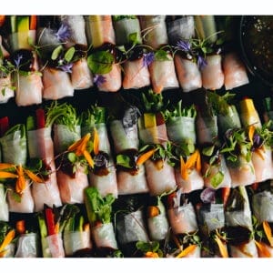 Venue's colorful spring roll display